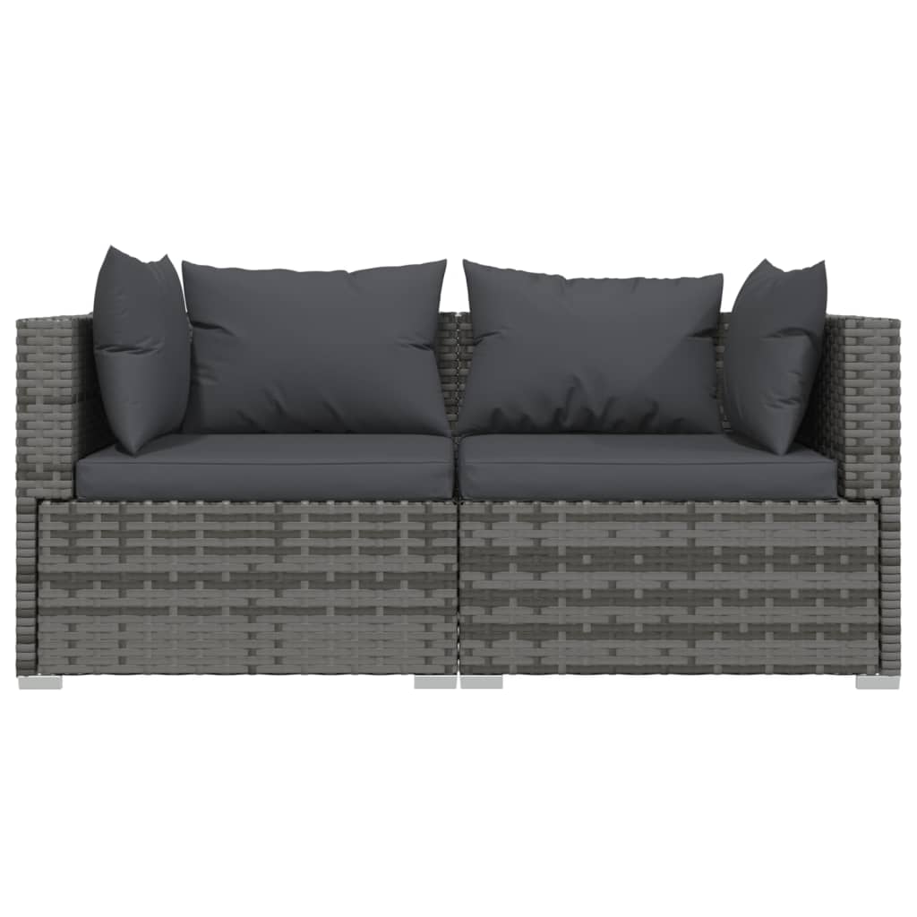 3-Delige Loungeset Met Kussens Poly Rattan Grijs en antraciet