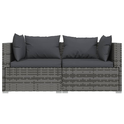 3-Delige Loungeset Met Kussens Poly Rattan Grijs en antraciet