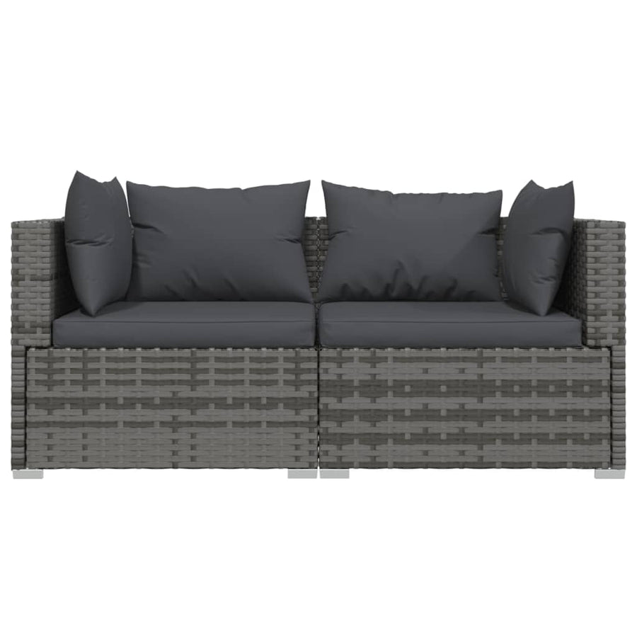 3-Delige Loungeset Met Kussens Poly Rattan Grijs en antraciet