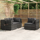 Loungeset poly rattan grijs 3-delig