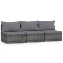 Met Kussens Poly Rattan Grijs en antraciet Driezitsbank