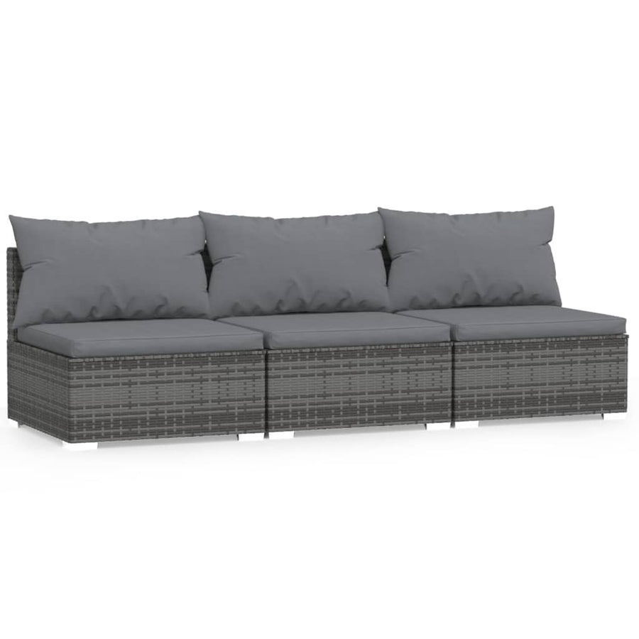 Met Kussens Poly Rattan Grijs en antraciet Driezitsbank
