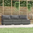 Three-seater sofa with cushions poly rattan grey