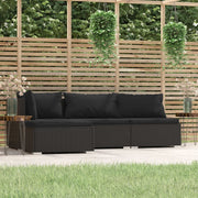 Loungeset 4-delig poly rattan zwart