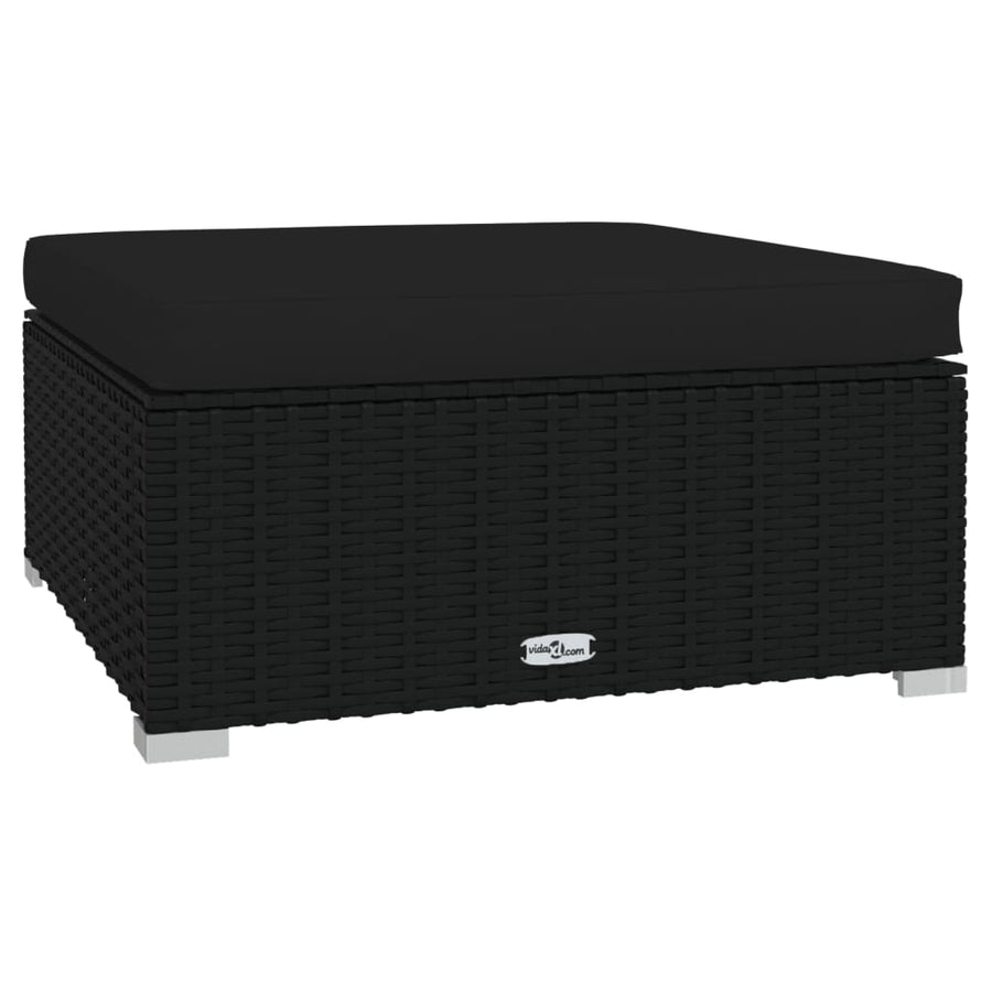 Met Kussen 70X70X30 Cm Poly Rattan Zwart