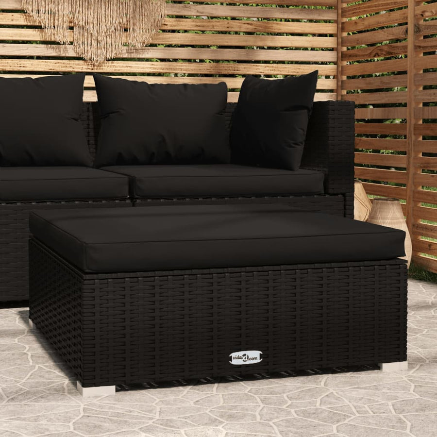 Met Kussen 70X70X30 Cm Poly Rattan Zwart