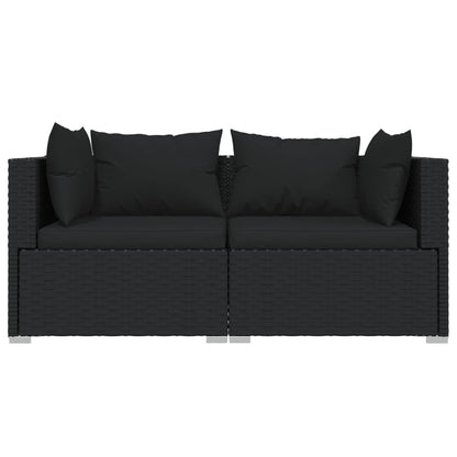 3-Delige Loungeset Met Kussens Poly Rattan Zwart