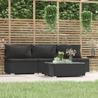 4-Delige Loungeset Met Kussens Poly Rattan Zwart Driezitsbank + Tafel