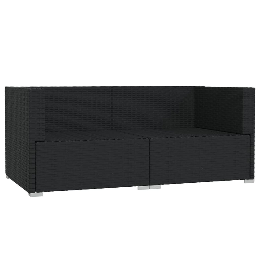 Met Kussens Poly Rattan Zwart en waterblauw Tweezitsbank