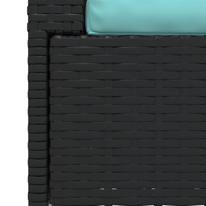 Met Kussens Poly Rattan Zwart en waterblauw Tweezitsbank