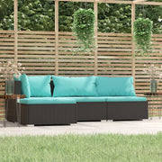 Loungeset 4-delig poly rattan zwart
