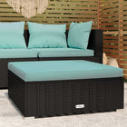 Voetenbank tuin 70x70x30 cm poly rattan zwart