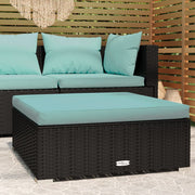 Voetenbank tuin 70x70x30 cm poly rattan zwart