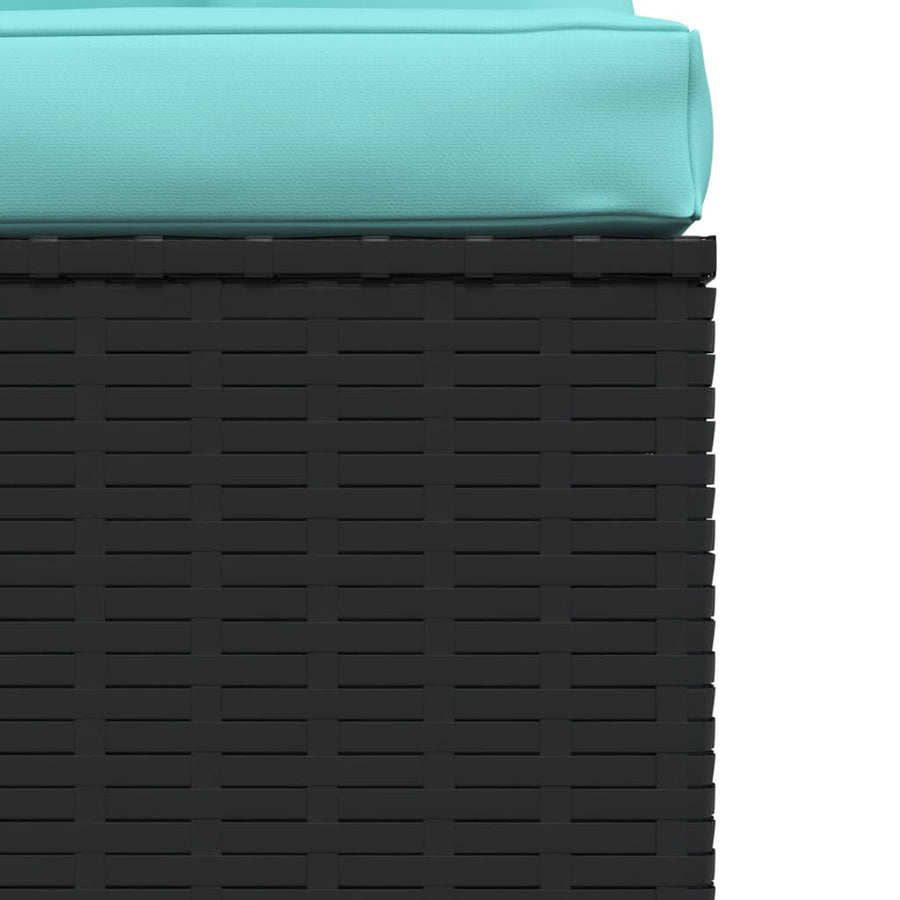 Tuin Met Kussens Poly Rattan Zwart en aqua