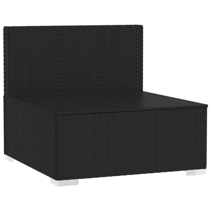 Met Kussens Poly Rattan Zwart En Waterblauw Driezitsbank