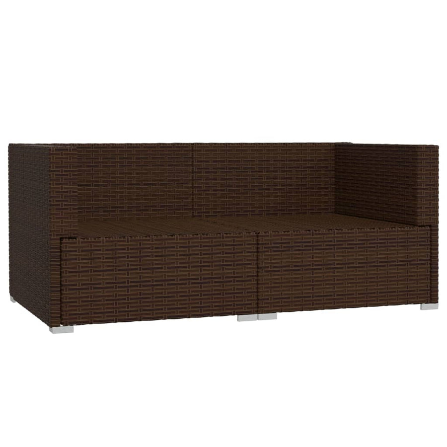 Bank 2-Zits Met Kussens Poly Rattan Bruin En Kaneelrood 1
