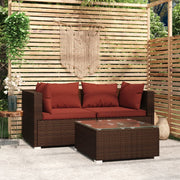 Loungeset polyrattan 3-delig bruin