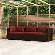 Tuinbank 3-zits poly rattan bruin kaneelrood