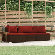 Loungeset 4-delig poly rattan bruin