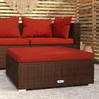 Voetenbank tuin 70x70x30 cm poly rattan bruin