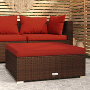 Voetenbank tuin 70x70x30 cm poly rattan bruin