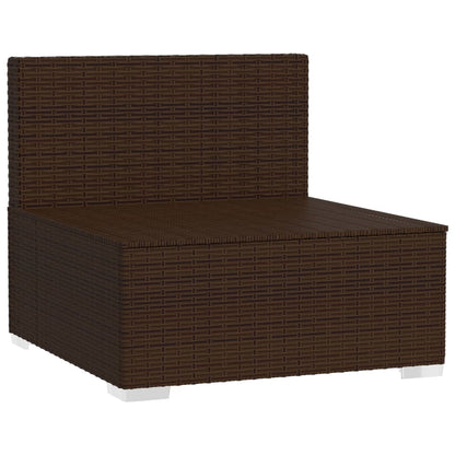 Tuin Met Kussens Poly Rattan Bruin en kaneelrood