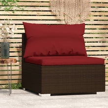 Tuin Met Kussens Poly Rattan Bruin en kaneelrood