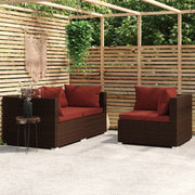 Loungeset 3-delig poly rattan bruin