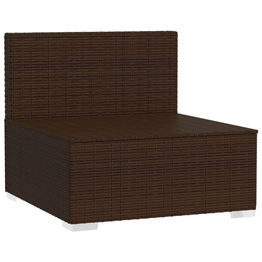 Bank 3-Zits Met Kussens Poly Rattan Bruin En Kaneelrood 1