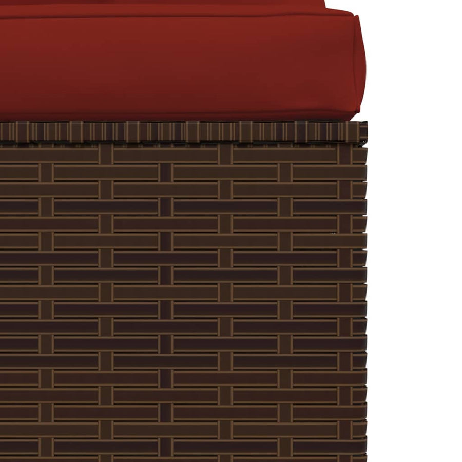 4-Delige Loungeset Met Kussens Poly Rattan Bruin En Kaneelrood 1