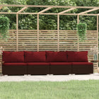 Bank 4-zits poly rattan bruin met kussens