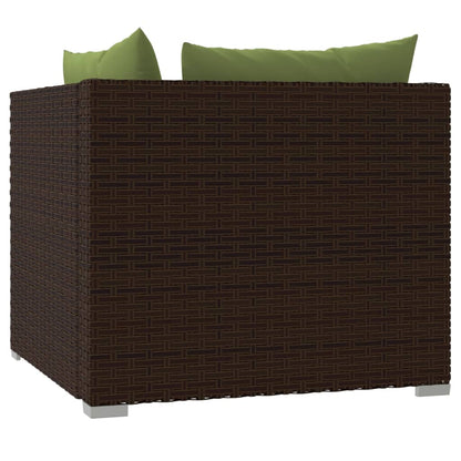 Bank 2-Zits Met Kussens Poly Rattan Bruin en groen Tweezitsbank