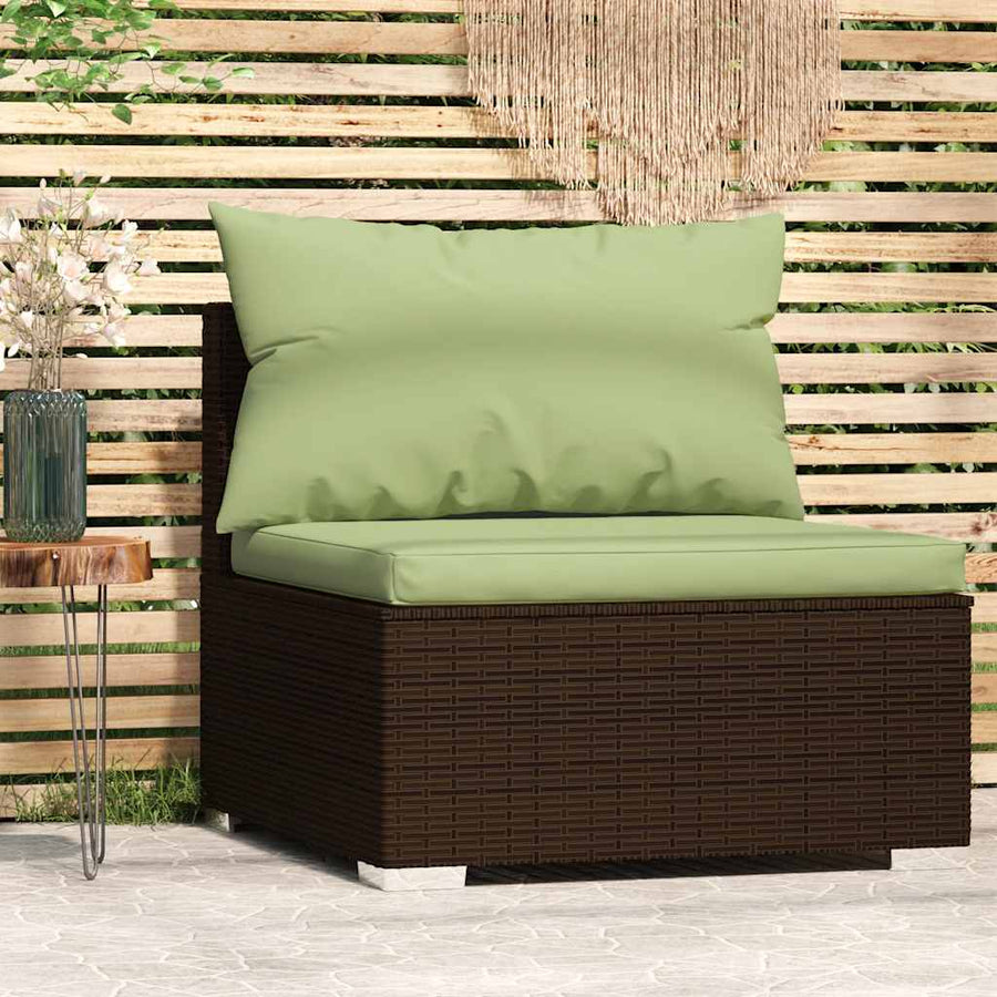 Tuinmiddenbank Met Kussens Poly Rattan 1