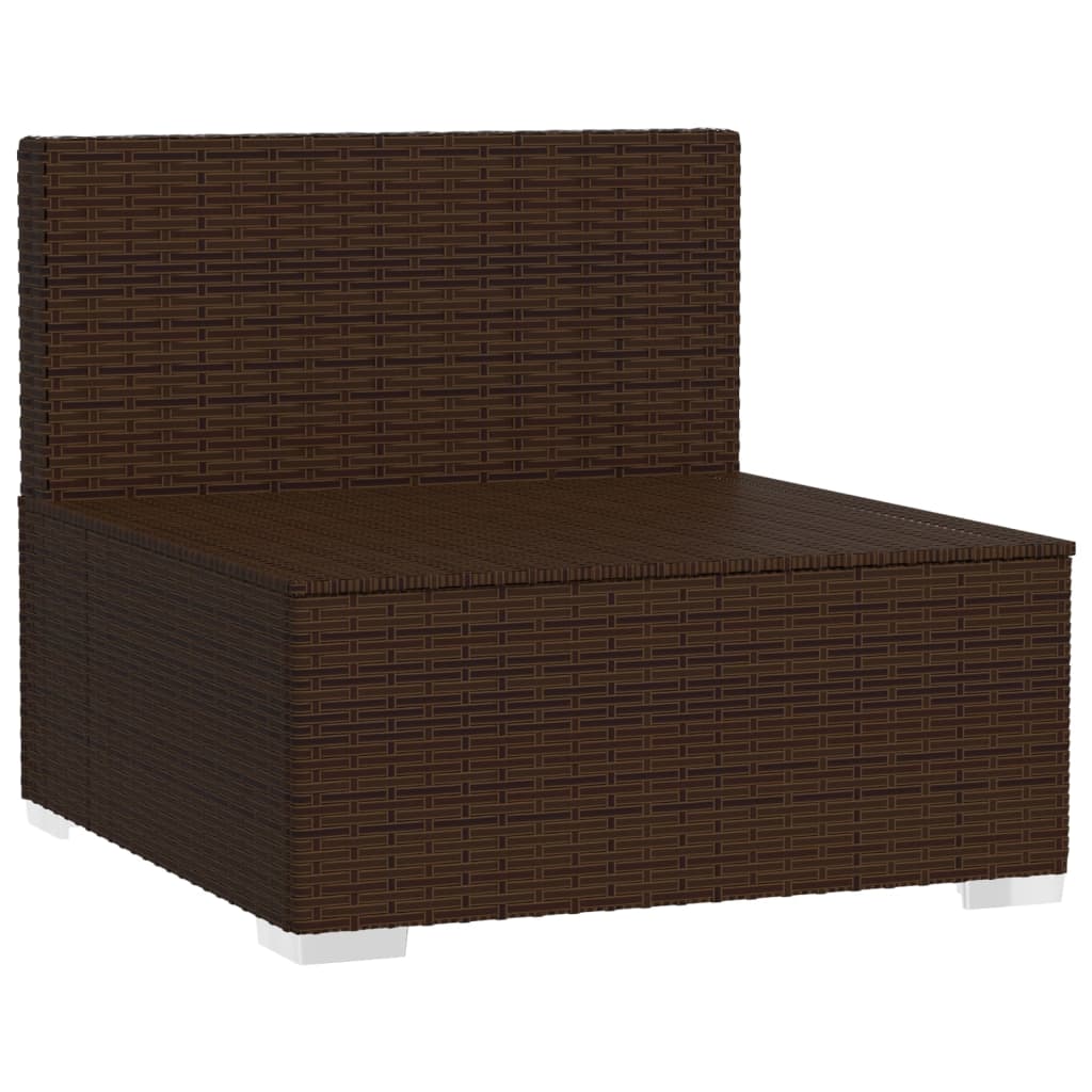 Bank 3-Zits Met Kussens Poly Rattan Bruin En Groen 1