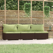 Bank 3-zits poly rattan bruin groen