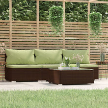 4-delige Loungeset met kussens poly rattan bruin
