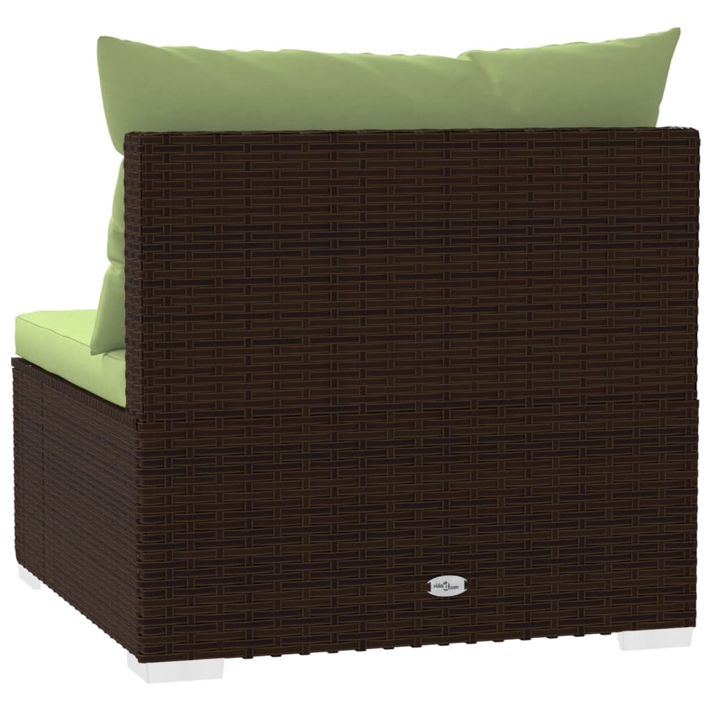 Bank 4-Zits Met Kussens Poly Rattan Bruin En Groen 1