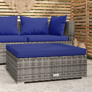 Voetenbank tuin 70x70x30 cm poly rattan grijs