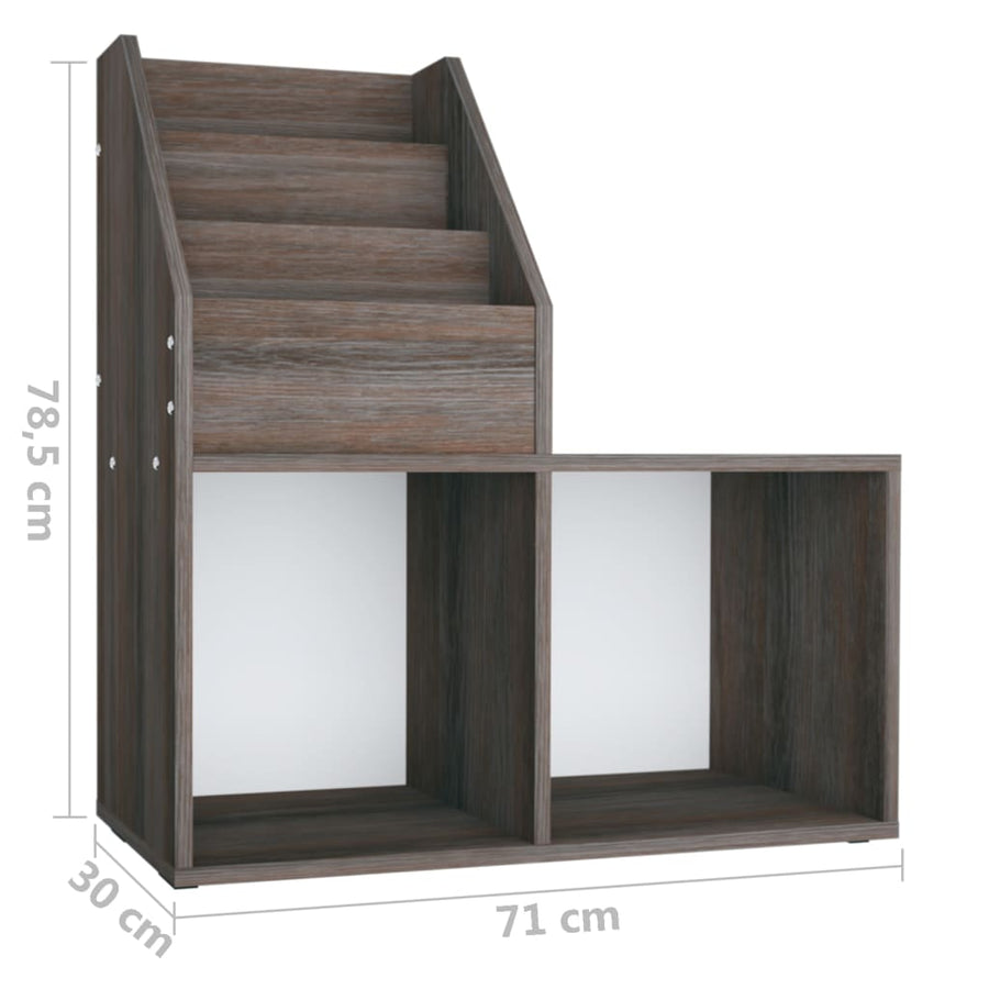 Kindertijdschriftenrek 7X30X78,5 Cm Spaanplaat Grijs En Eiken grey and sonoma oak