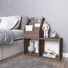 Kindertijdschriftenrek 71x30x78,5 cm grijs eiken spaanplaat