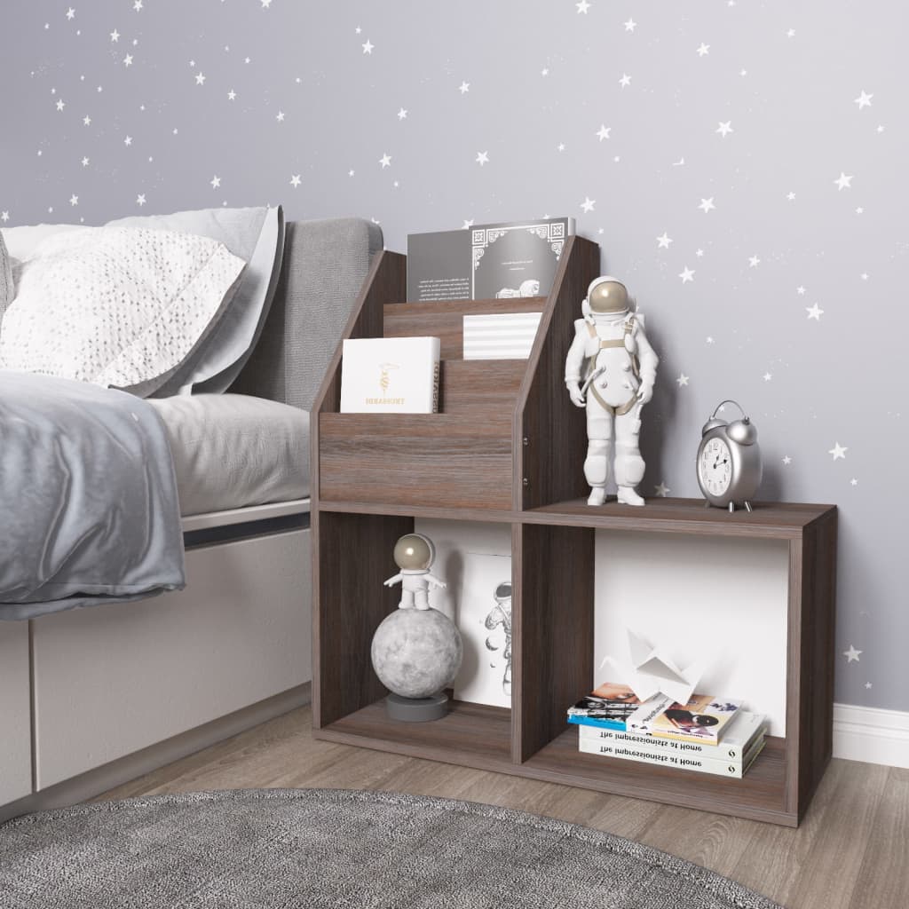 Kindertijdschriftenrek 7X30X78,5 Cm Spaanplaat Grijs En Eiken grey and sonoma oak