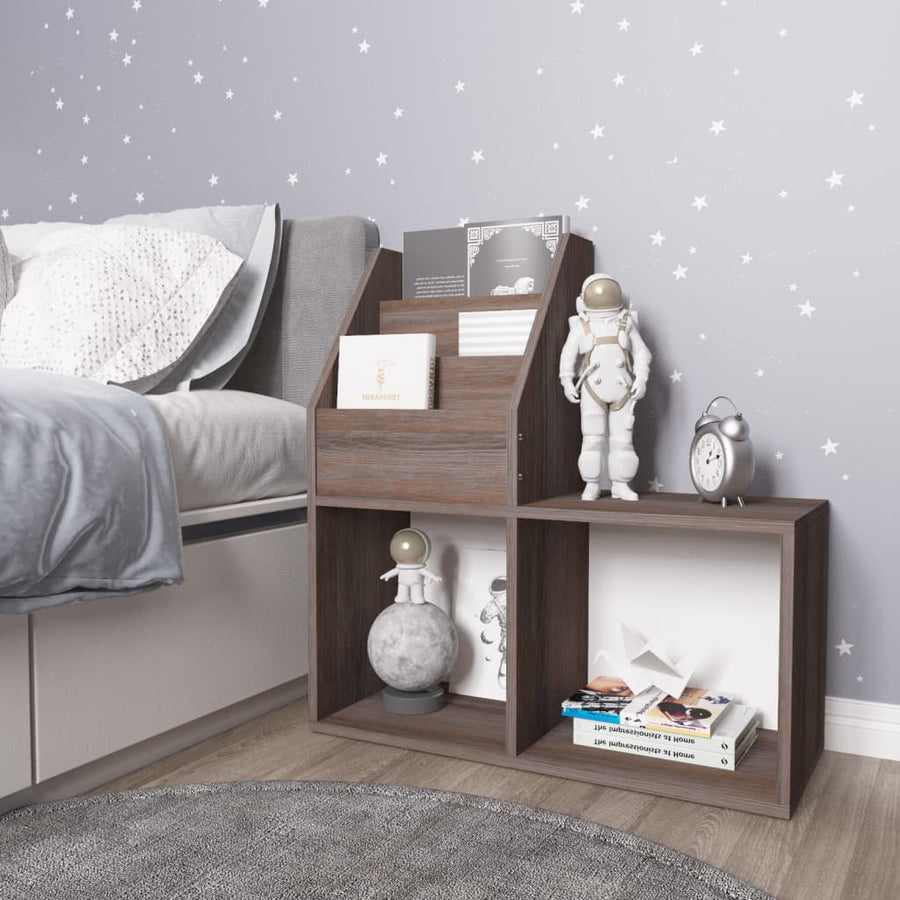 Kindertijdschriftenrek 7X30X78,5 Cm Spaanplaat Grijs En Eiken grey and sonoma oak