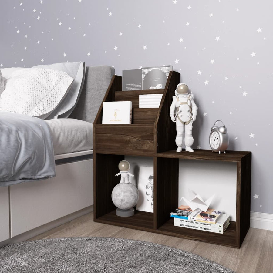 Kindertijdschriftenrek 7X30X78,5 Cm Spaanplaat Gerookt eiken