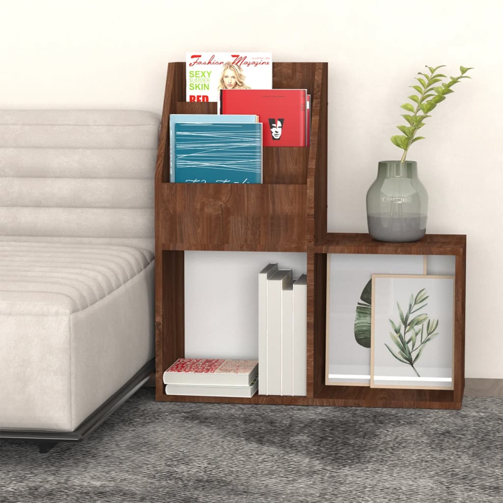 Kindertijdschriftenrek 7X30X78,5 Cm Bewerkt Hout Bruineiken