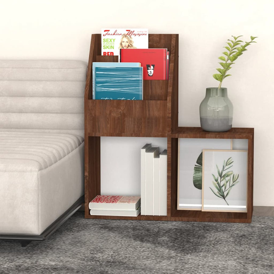 Kindertijdschriftenrek 7X30X78,5 Cm Bewerkt Hout Bruineiken