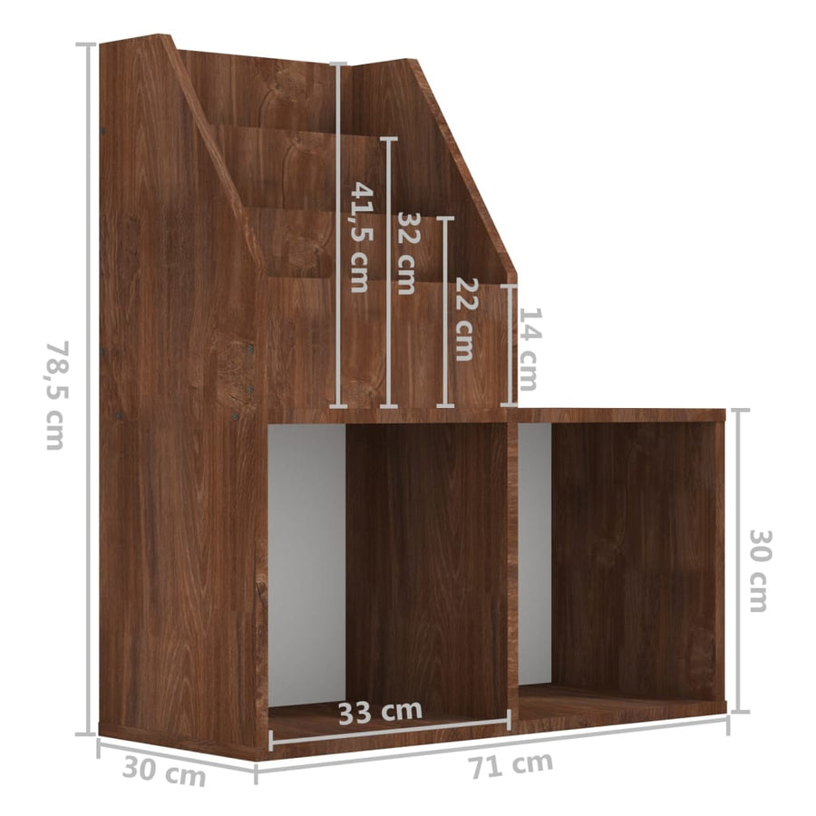 Kindertijdschriftenrek 7X30X78,5 Cm Bewerkt Hout Bruineiken