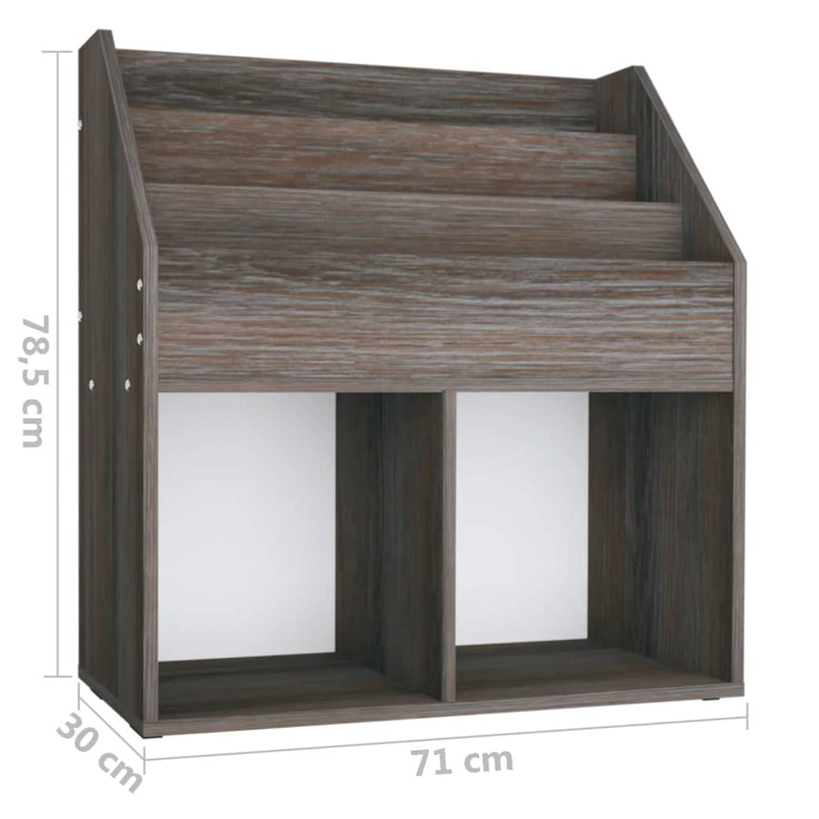 Kindertijdschriftenrek 7X30X78,5 Cm Spaanplaat Grijs En Eiken grey and sonoma oak