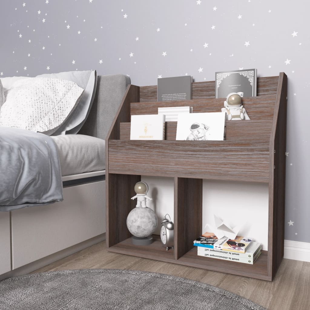 Kindertijdschriftenrek 7X30X78,5 Cm Spaanplaat Grijs En Eiken grey and sonoma oak