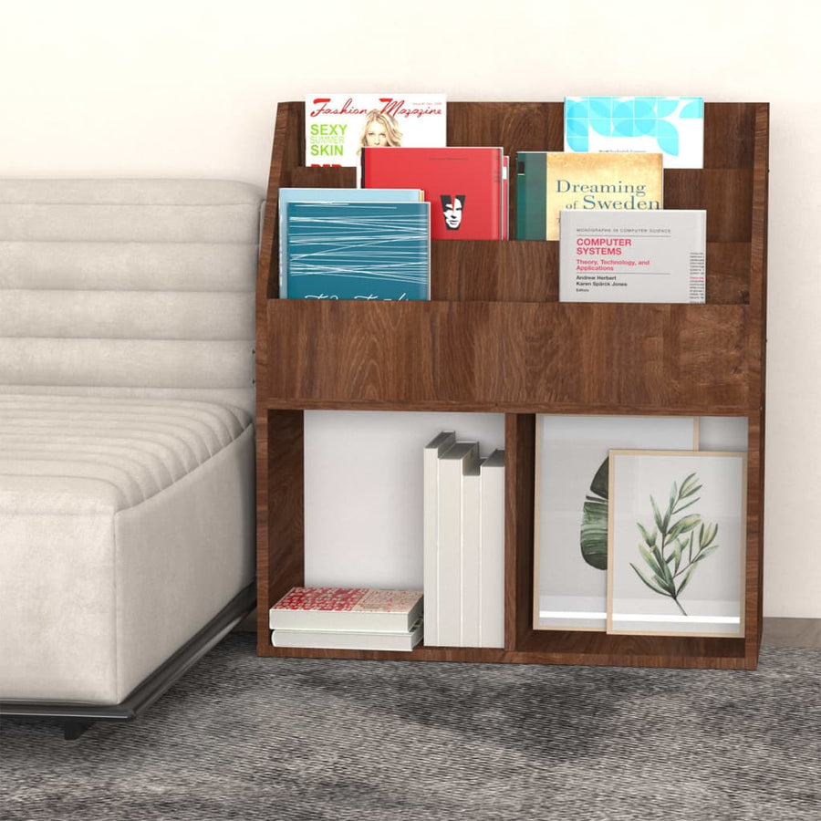 Kindertijdschriftenrek 7X30X78,5 Cm Bewerkt Hout Bruineiken