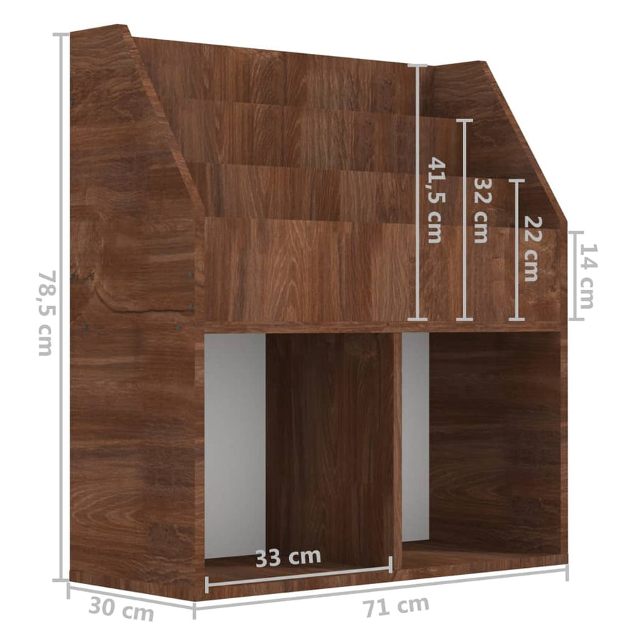 Kindertijdschriftenrek 7X30X78,5 Cm Bewerkt Hout Bruineiken